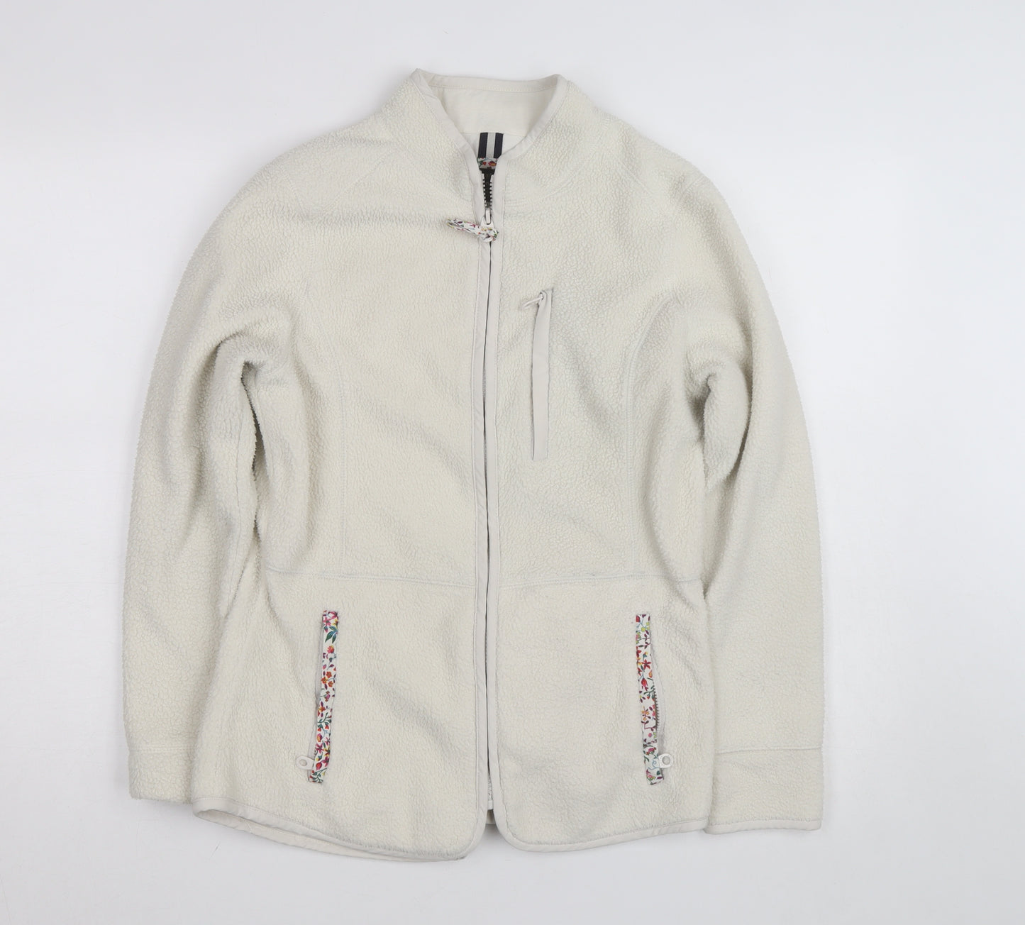 Joules Women's Ivory Full Zip Fleece Jumper Size 8 Classic Fit