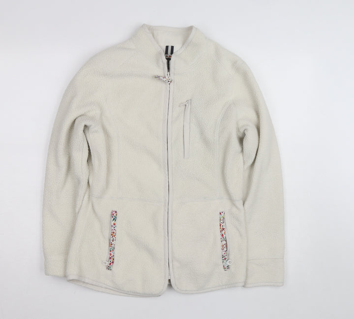 Joules Women's Ivory Full Zip Fleece Jumper Size 8 Classic Fit