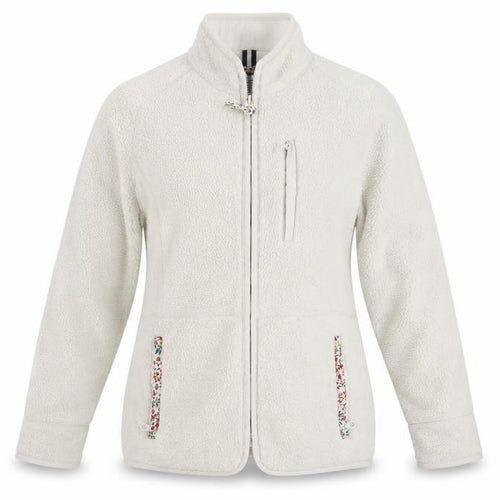 Joules Women's Ivory Full Zip Fleece Jumper Size 8 Classic Fit