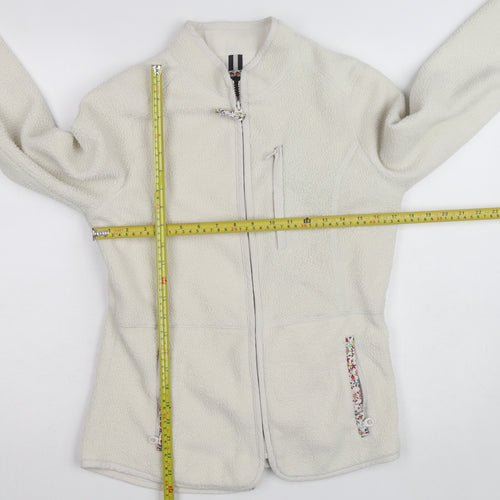 Joules Women's Ivory Full Zip Fleece Jumper Size 8 Classic Fit