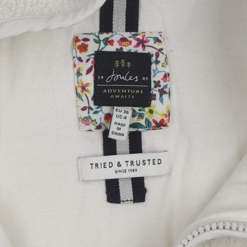 Joules Women's Ivory Full Zip Fleece Jumper Size 8 Classic Fit