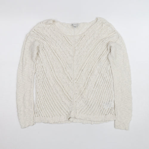 American Eagle Outfitters Women’s Ivory Open-Knit Cotton Jumper Size S