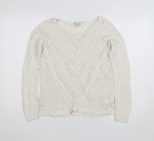 American Eagle Outfitters Women’s Ivory Open-Knit Cotton Jumper Size S