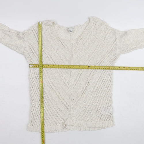 American Eagle Outfitters Women’s Ivory Open-Knit Cotton Jumper Size S