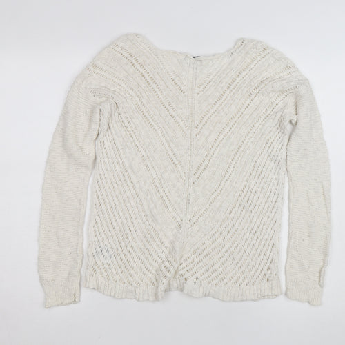 American Eagle Outfitters Women’s Ivory Open-Knit Cotton Jumper Size S