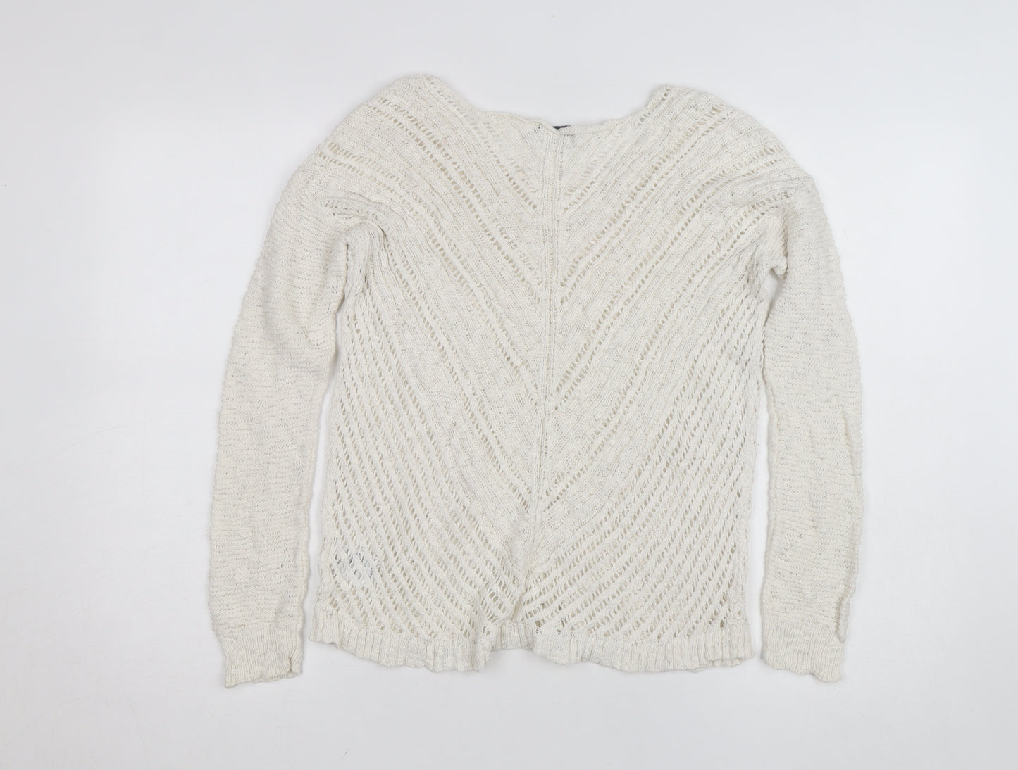 American Eagle Outfitters Women’s Ivory Open-Knit Cotton Jumper Size S