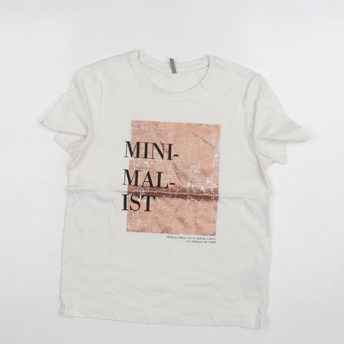 ONLY Women’s White Minimalist Print Cotton T-Shirt Size S