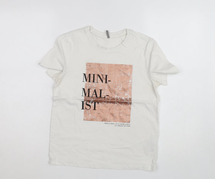 ONLY Women’s White Minimalist Print Cotton T-Shirt Size S