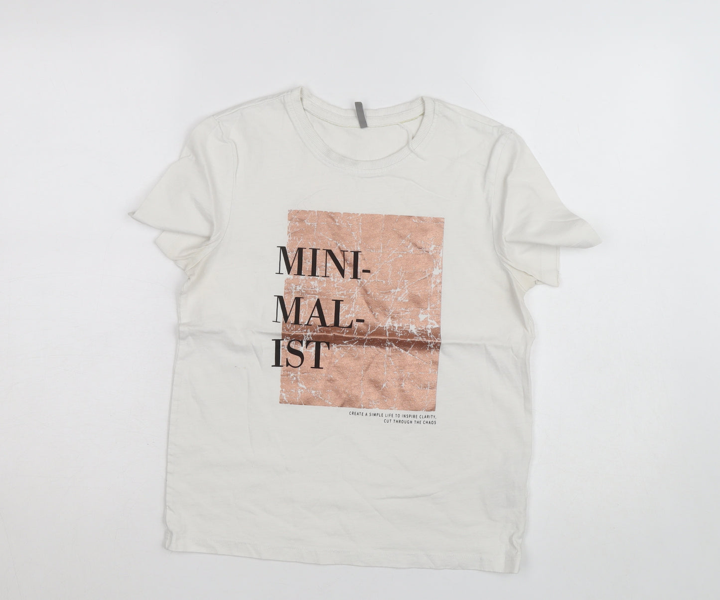 ONLY Women’s White Minimalist Print Cotton T-Shirt Size S