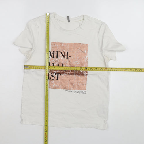 ONLY Women’s White Minimalist Print Cotton T-Shirt Size S