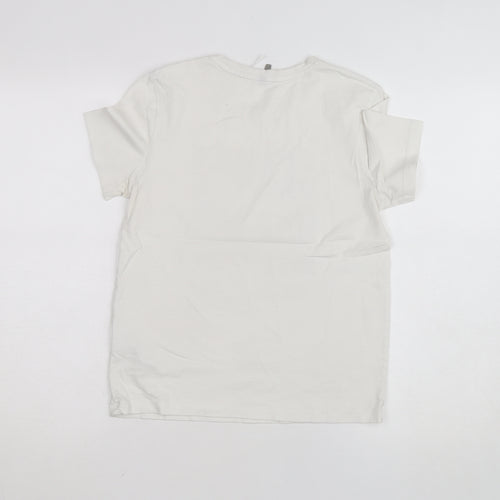 ONLY Women’s White Minimalist Print Cotton T-Shirt Size S