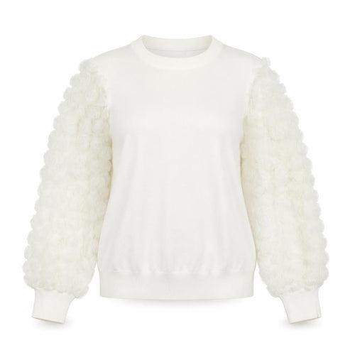 Savida Women’s White Puff Sleeve Crew Neck Jumper Size 12