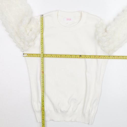 Savida Women’s White Puff Sleeve Crew Neck Jumper Size 12
