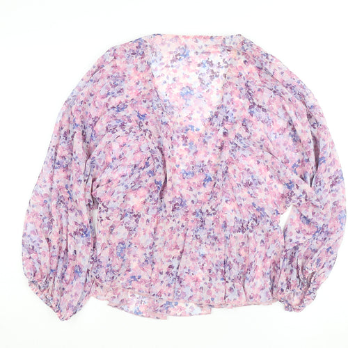 Savida Women's Multicoloured Floral Chiffon Tunic Blouse Size L