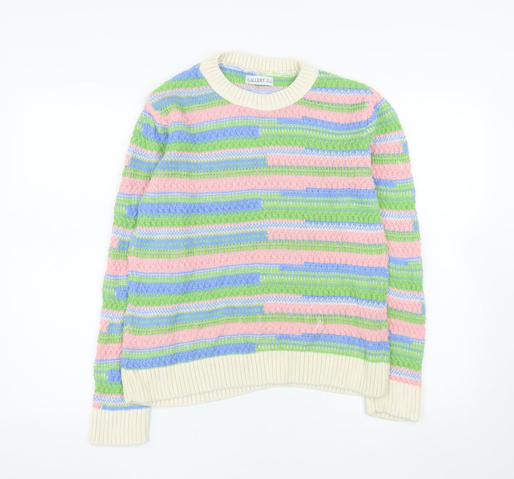 Gallery Women’s Multicoloured Cotton Crew Neck Knit Jumper Size S