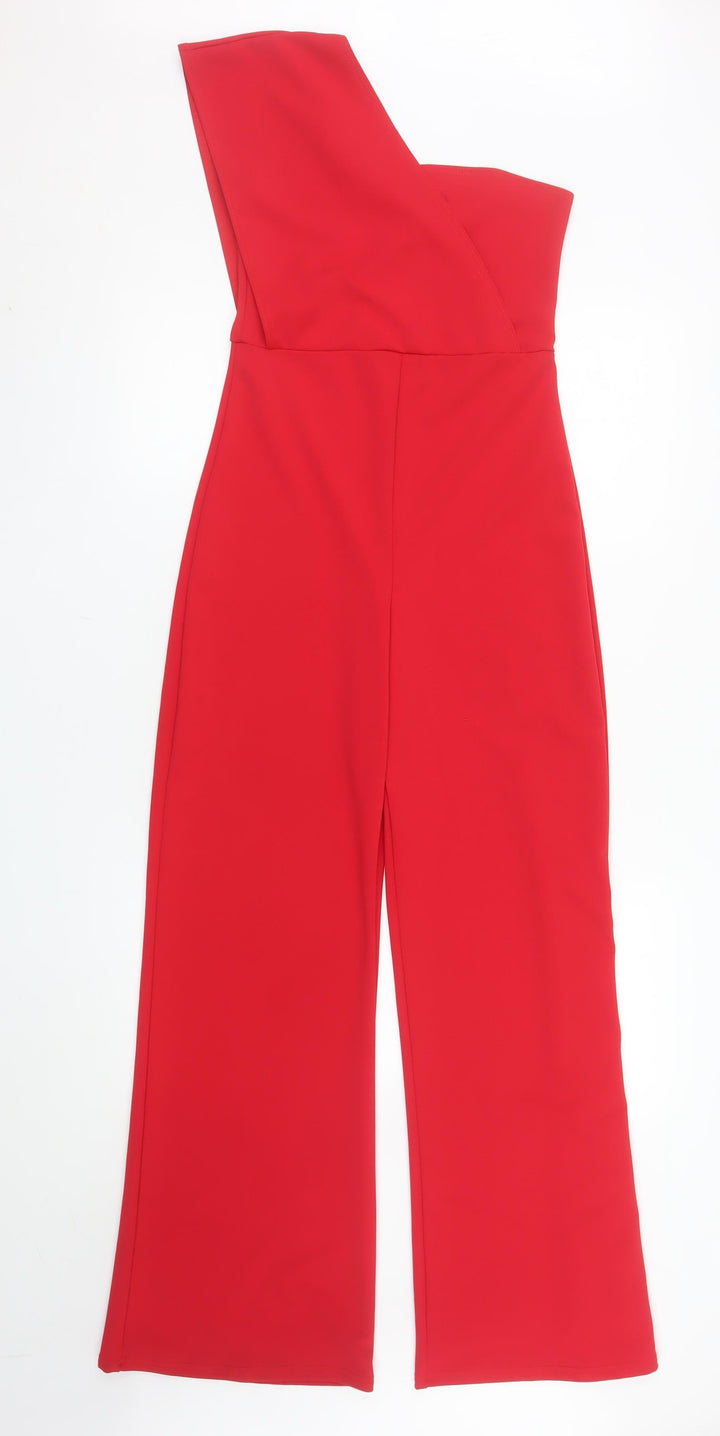 PrettyLittleThing Women’s Red One Shoulder Wide-Leg Jumpsuit Size 10