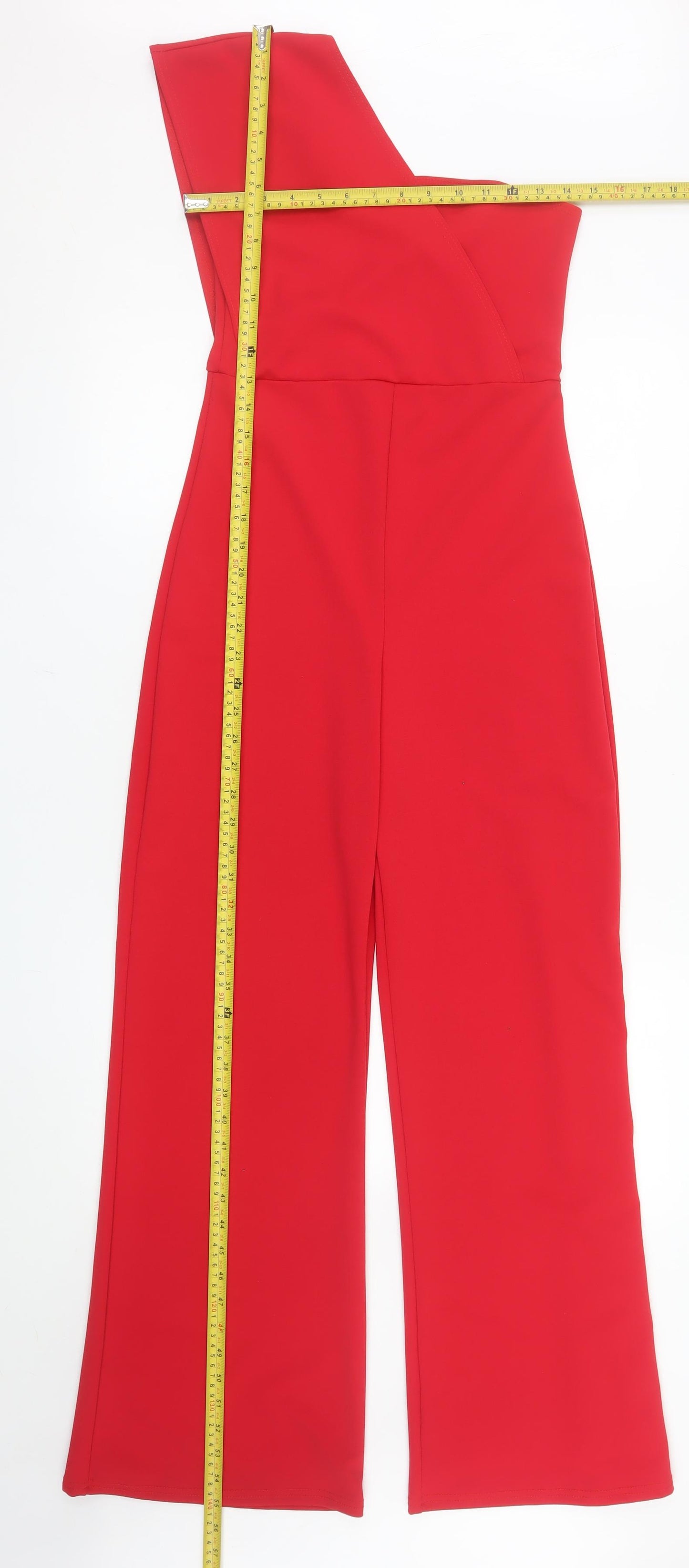 PrettyLittleThing Women’s Red One Shoulder Wide-Leg Jumpsuit Size 10