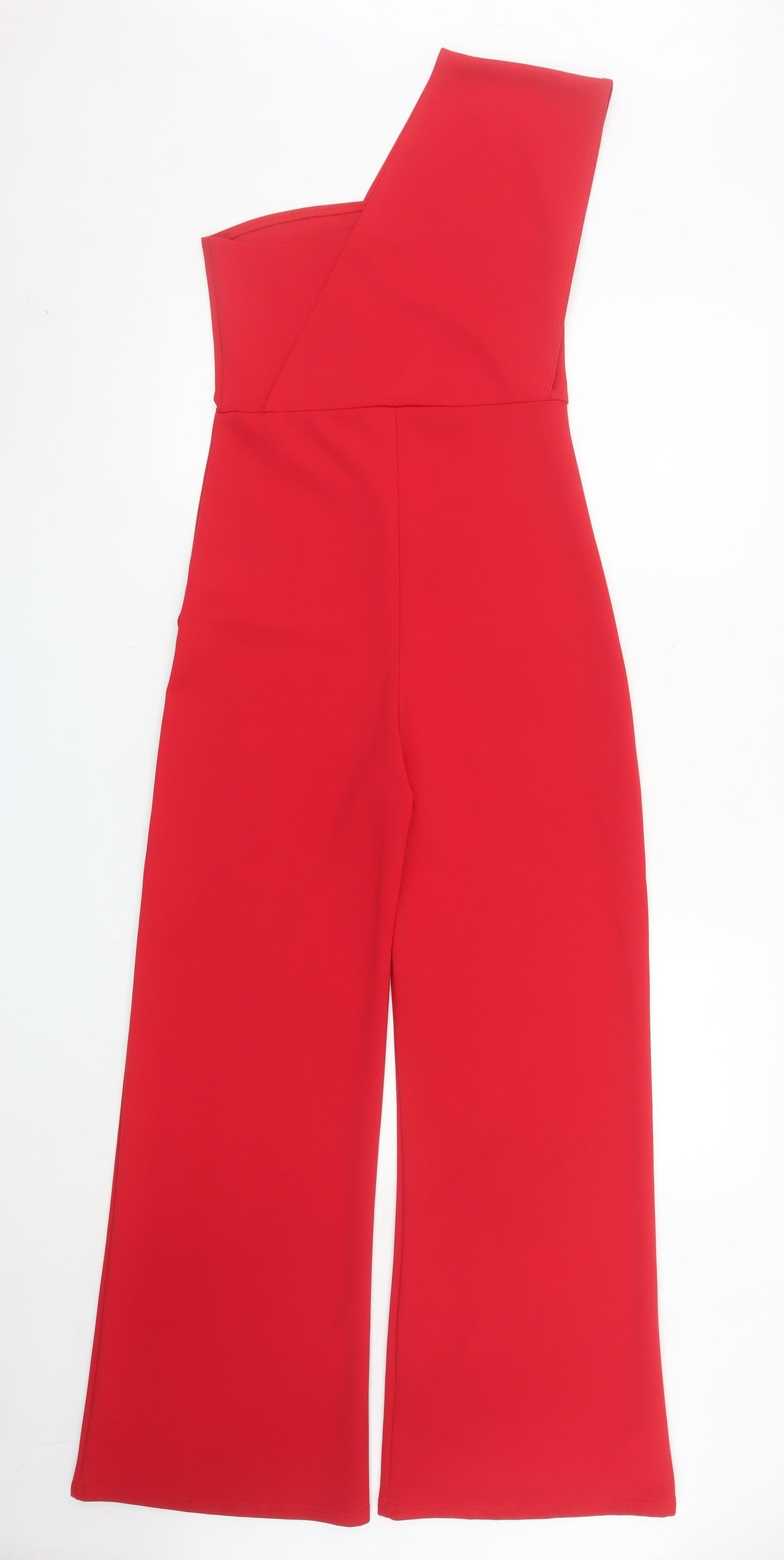 PrettyLittleThing Women’s Red One Shoulder Wide-Leg Jumpsuit Size 10
