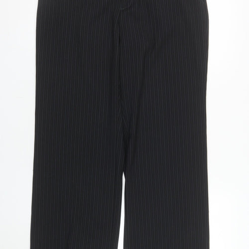 GreenHouse Women's Black Pinstripe Straight Leg Trousers Size 12