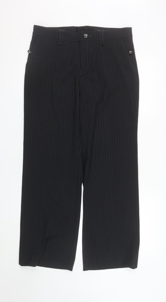 GreenHouse Women's Black Pinstripe Straight Leg Trousers Size 12