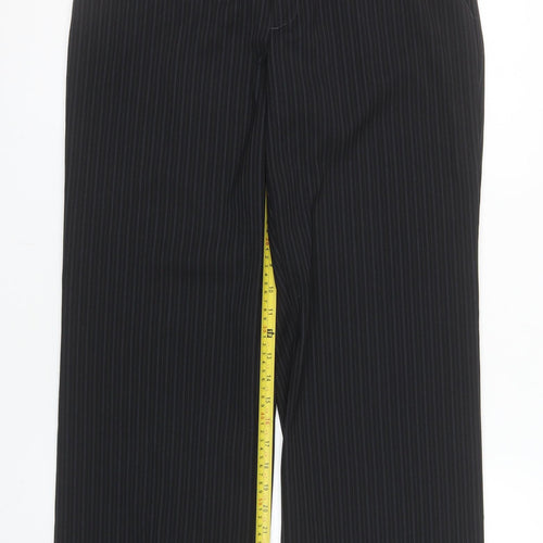 GreenHouse Women's Black Pinstripe Straight Leg Trousers Size 12