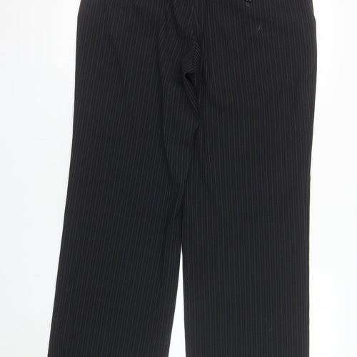 GreenHouse Women's Black Pinstripe Straight Leg Trousers Size 12