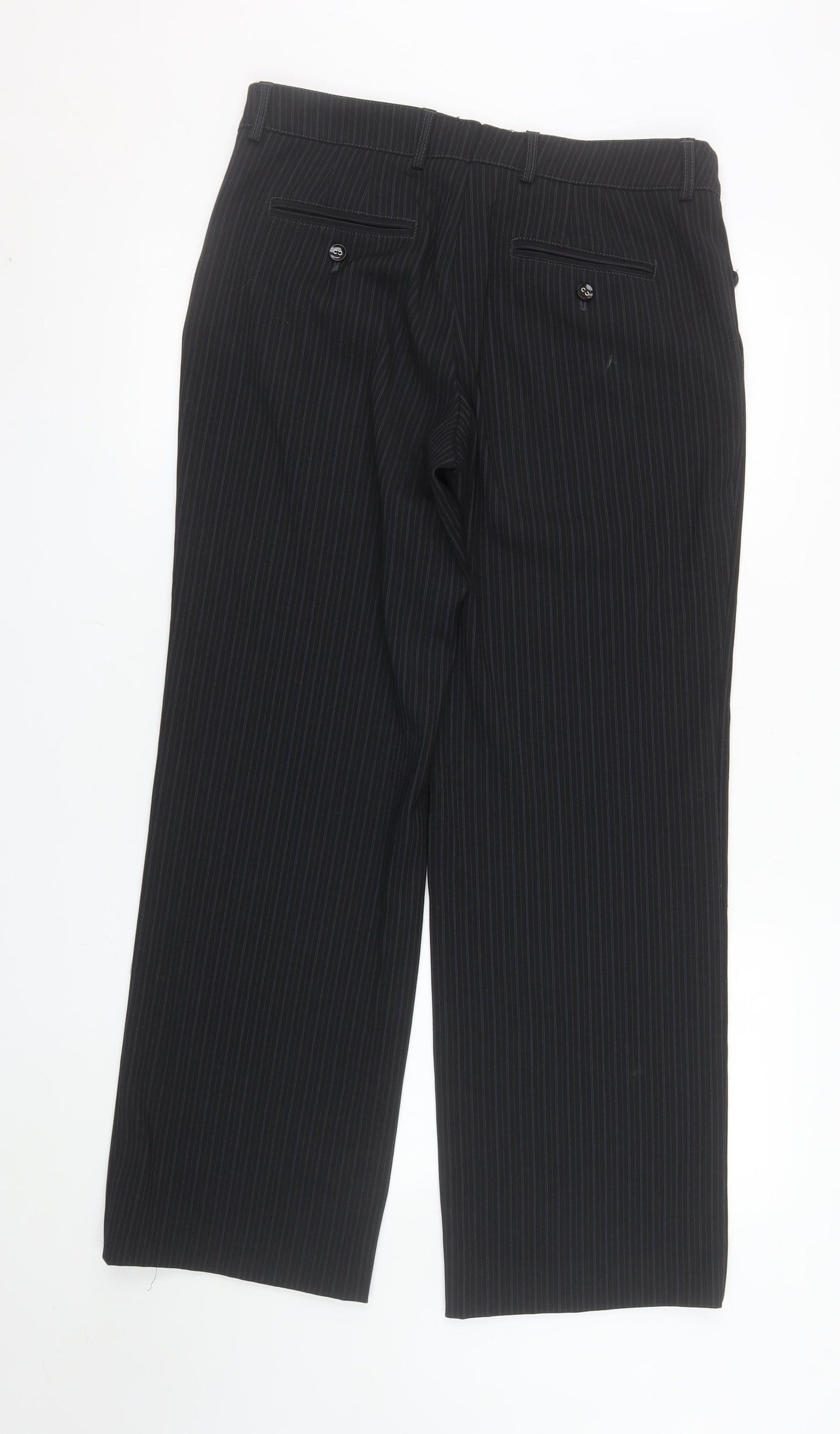 GreenHouse Women's Black Pinstripe Straight Leg Trousers Size 12