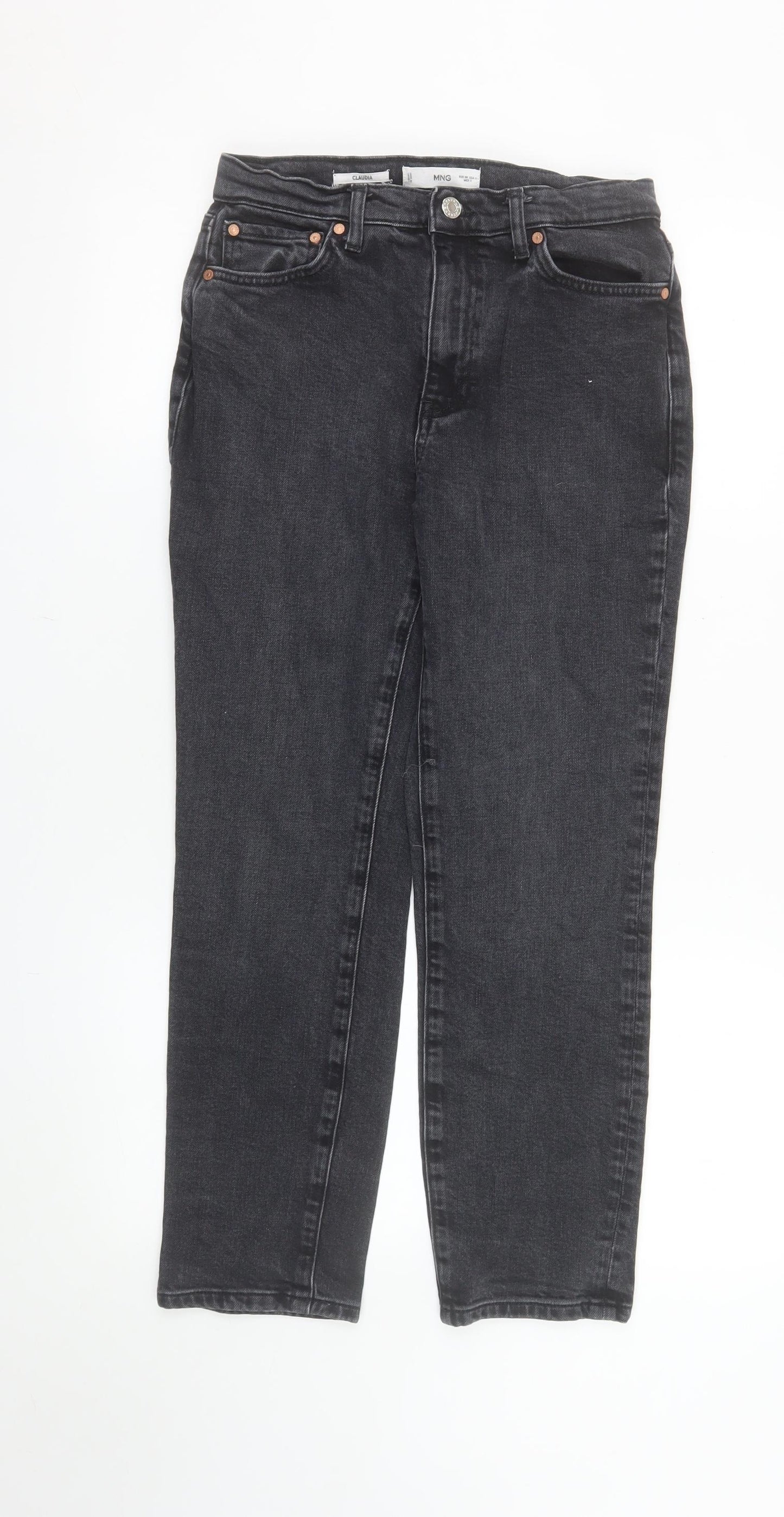 MNG Women's Black Straight Jeans Size 10 Slim Fit High Rise