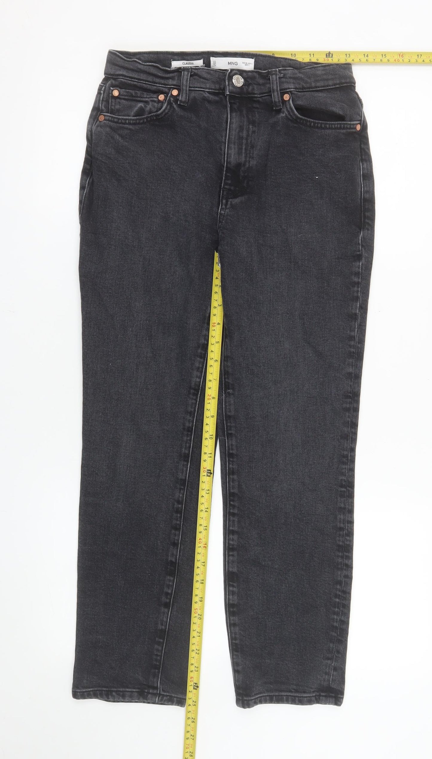 MNG Women's Black Straight Jeans Size 10 Slim Fit High Rise