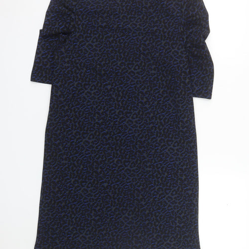 ONLY Women's Blue Animal Print Shift Dress S Half Sleeve