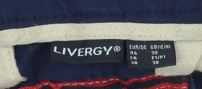 Livergy Men's Blue Chino Shorts Size 30 Regular Cotton Blend