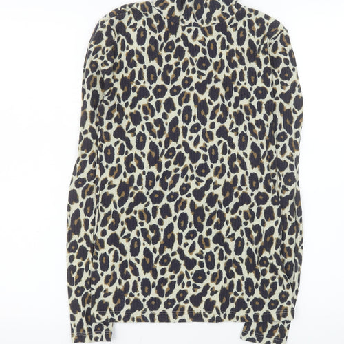 River Island Women’s Brown Leopard Roll Neck Long Sleeve Top Size 10