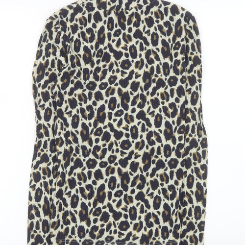 River Island Women’s Brown Leopard Roll Neck Long Sleeve Top Size 10