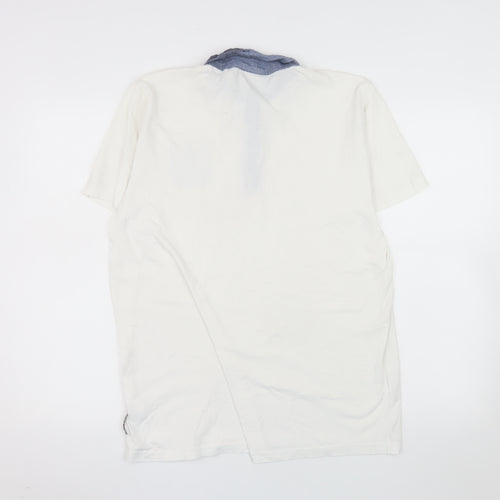 Lee Cooper Men's White Cotton Short Sleeve Polo Shirt M