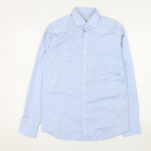 Jack & Jones Premium Men's Blue Cotton Long Sleeve Dress Shirt M