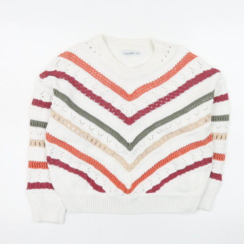 Gallery Women's Multicoloured Striped Knit Crew Neck Jumper XS
