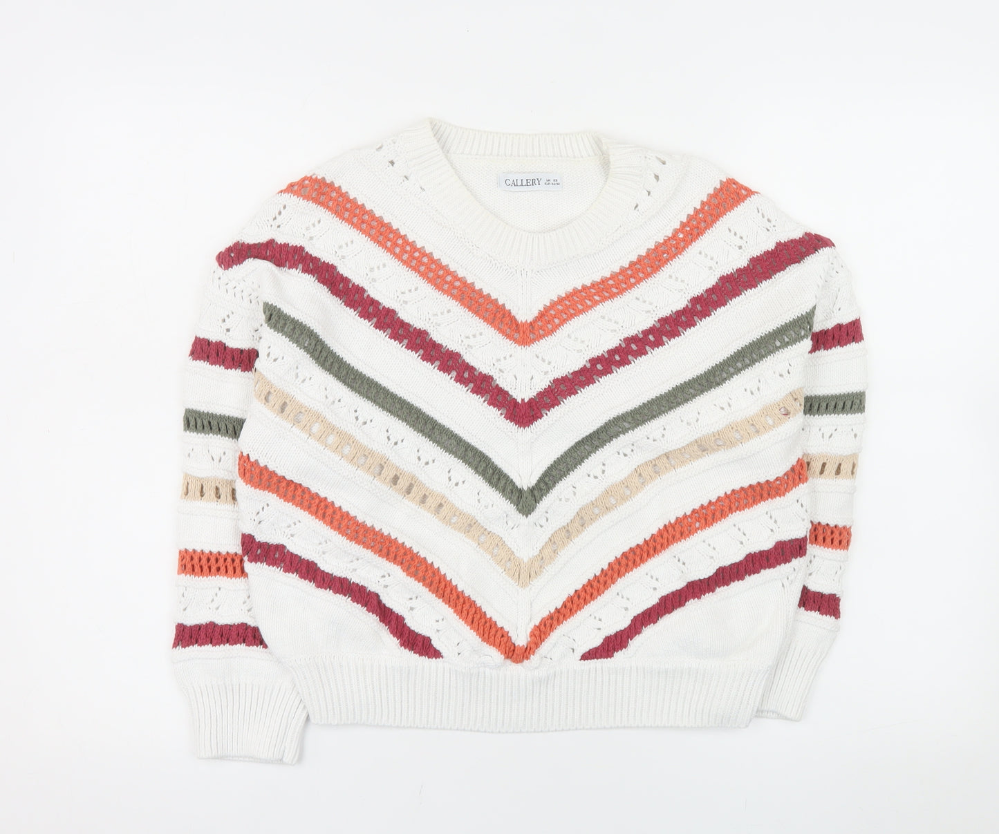 Gallery Women's Multicoloured Striped Knit Crew Neck Jumper XS