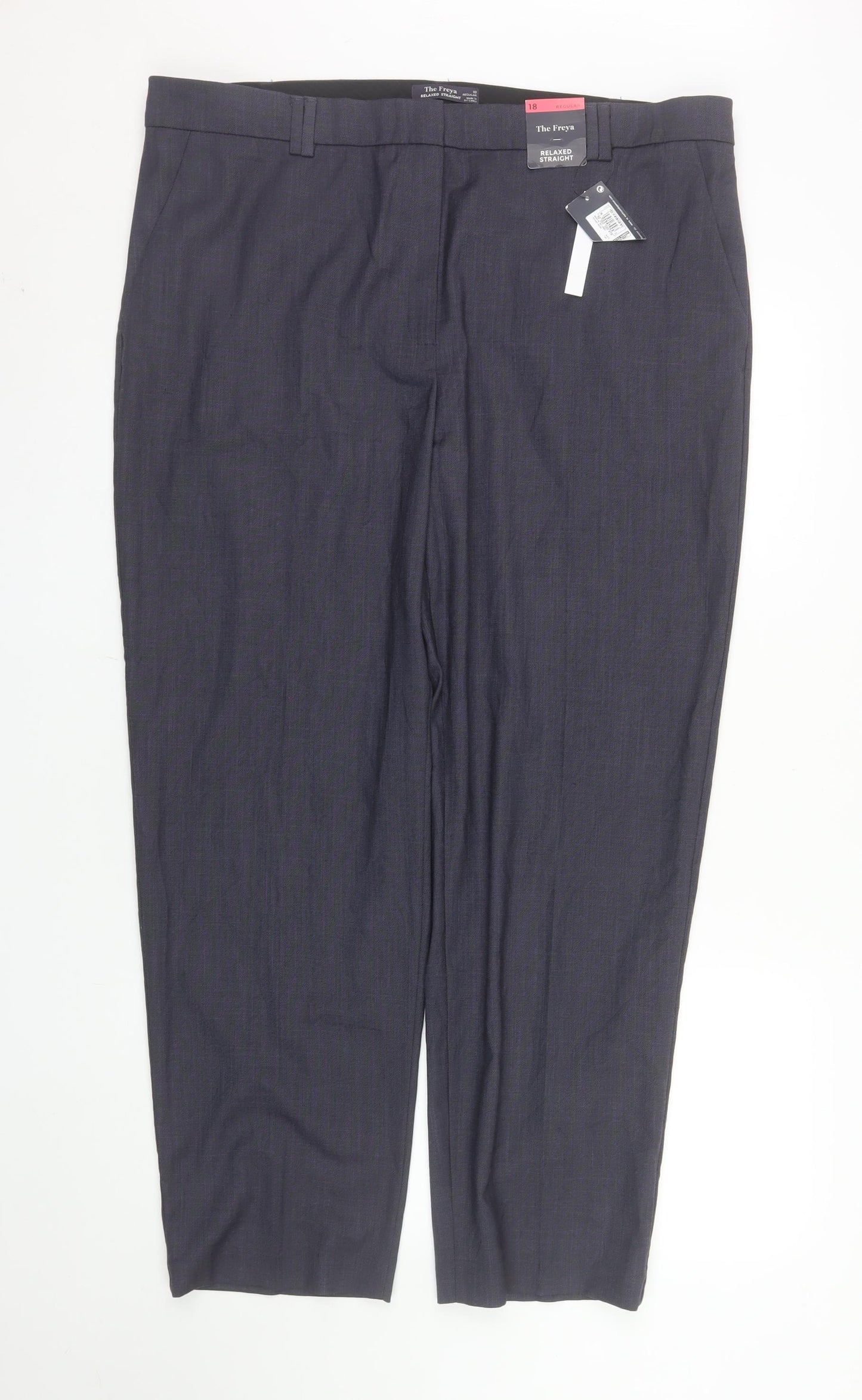 Marks and Spencer Women's Grey Size 18 Relaxed Straight Leg Trousers