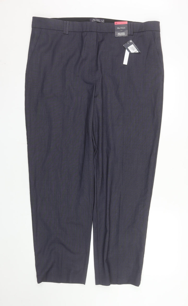 Marks and Spencer Women's Grey Size 18 Relaxed Straight Leg Trousers