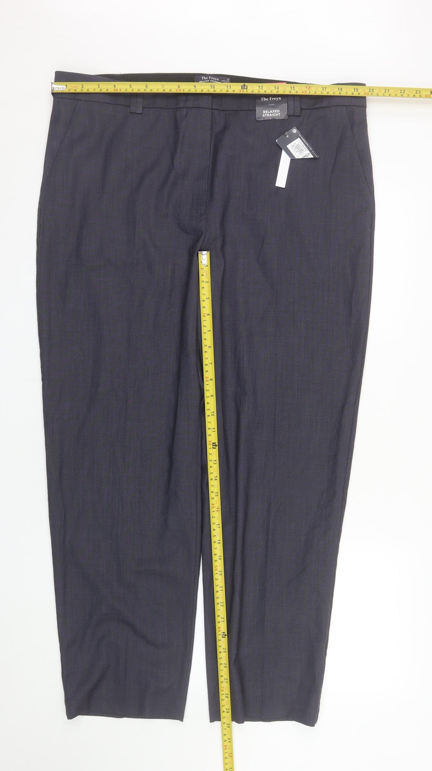 Marks and Spencer Women's Grey Size 18 Relaxed Straight Leg Trousers