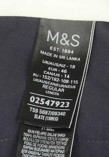Marks and Spencer Women's Grey Size 18 Relaxed Straight Leg Trousers