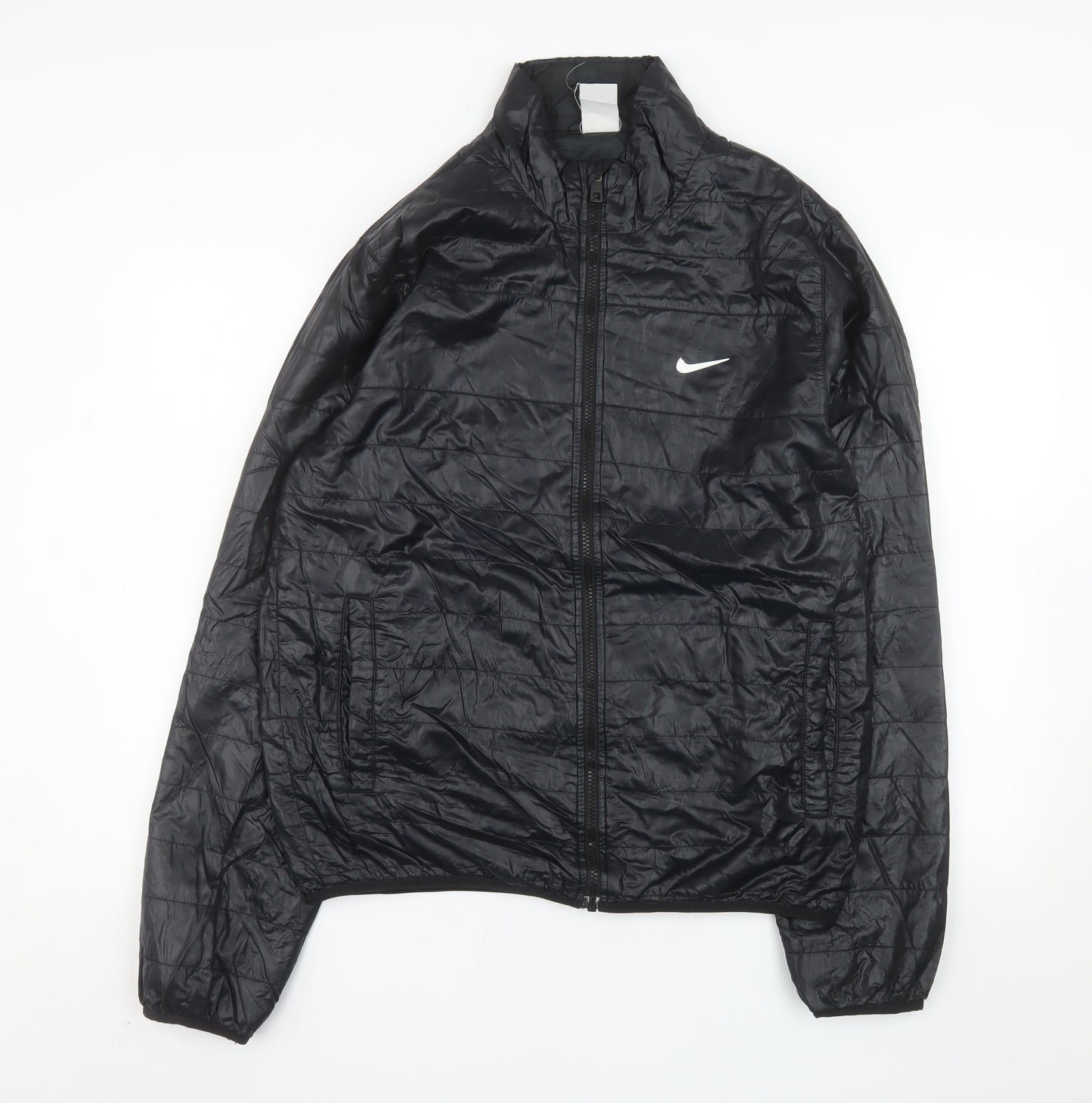 Nike Men's Black M Puffer Jacket Polyester Full Zip Windproof