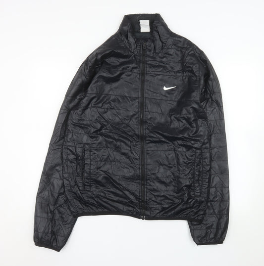 Nike Men's Black M Puffer Jacket Polyester Full Zip Windproof