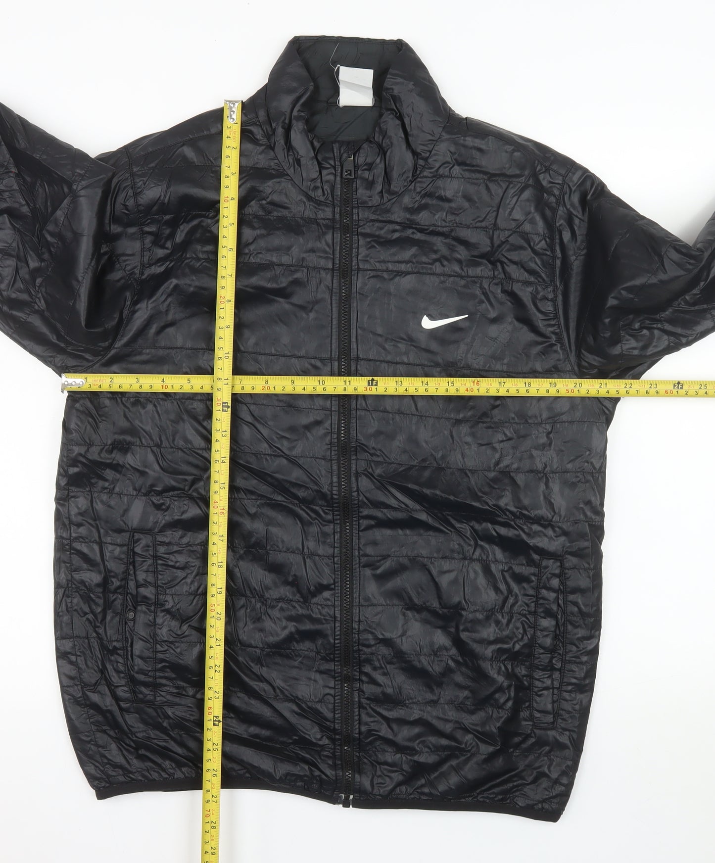 Nike Men's Black M Puffer Jacket Polyester Full Zip Windproof