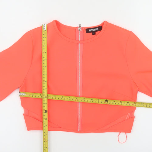 Missguided Women’s Pink Cropped Zip Blouse Size 8 Short Sleeve