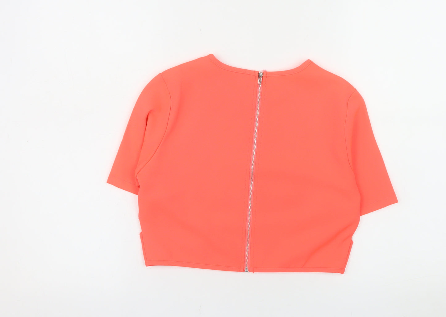 Missguided Women’s Pink Cropped Zip Blouse Size 8 Short Sleeve