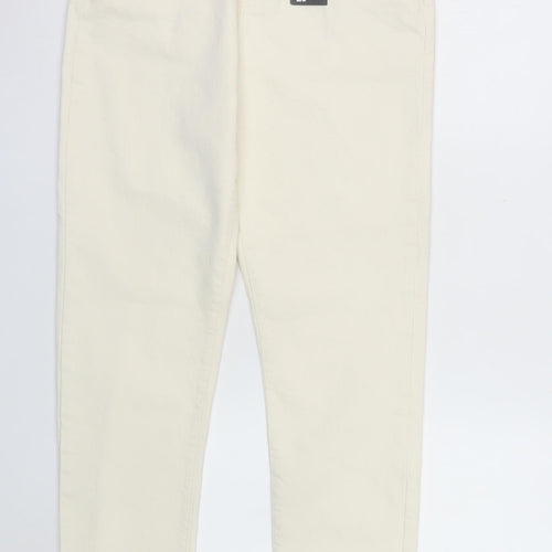 Primark Women Ivory Slim Straight High Waist Denim Jeans Size 12
