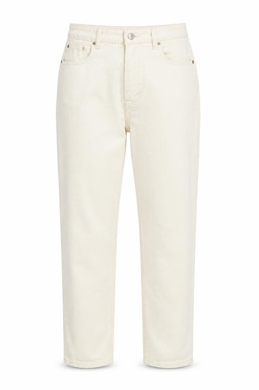 Front view of Primark Women Ivory Slim Straight High Waist Denim Jeans, size 12