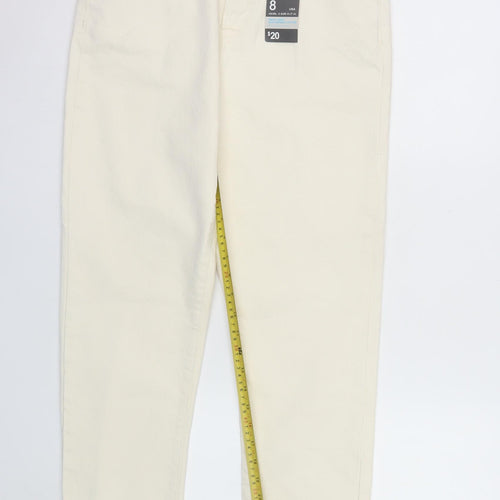 Primark Women Ivory Slim Straight High Waist Denim Jeans Size 12