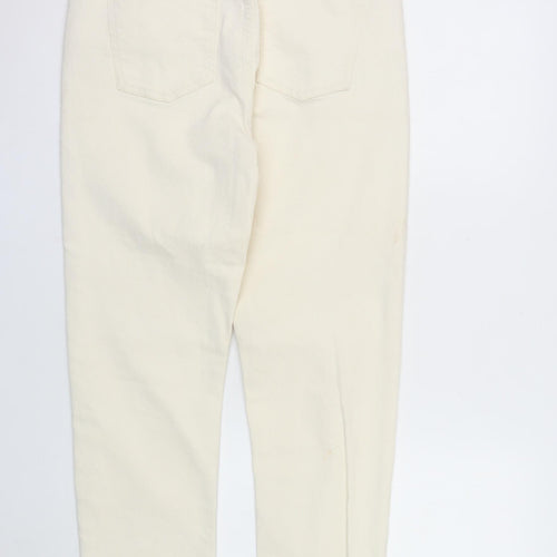Primark Women Ivory Slim Straight High Waist Denim Jeans Size 12